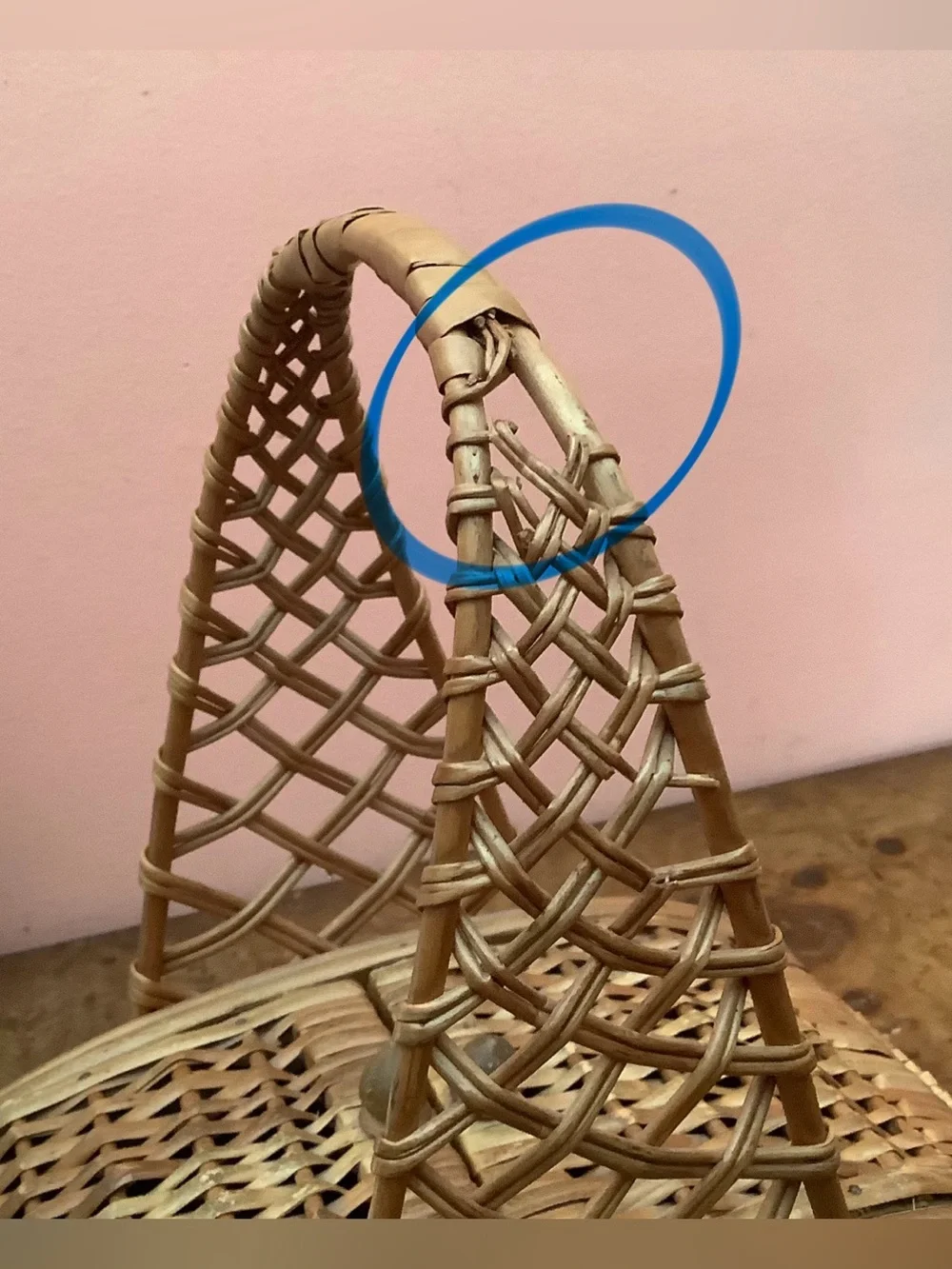 Vintage Wicker Handbag Basket 1960’s Unique, with a flaw
